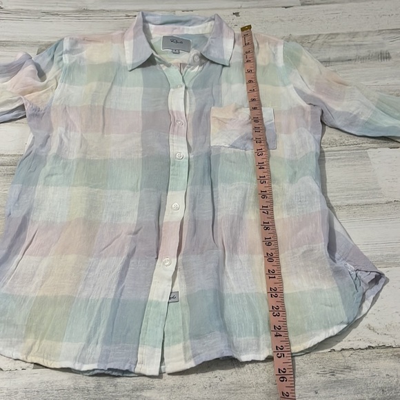 Rails Charli Pastel Buffalo Linen Blend Button Down Size S - Picture 10 of 10